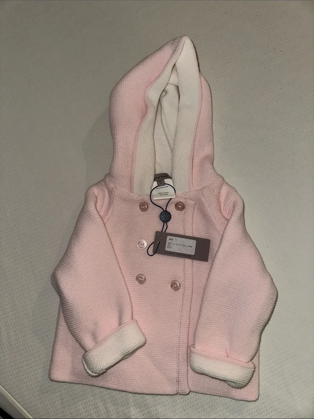 Weekend Sale- New- Baby Hooded Double-Breasted Knit Coat - Pink